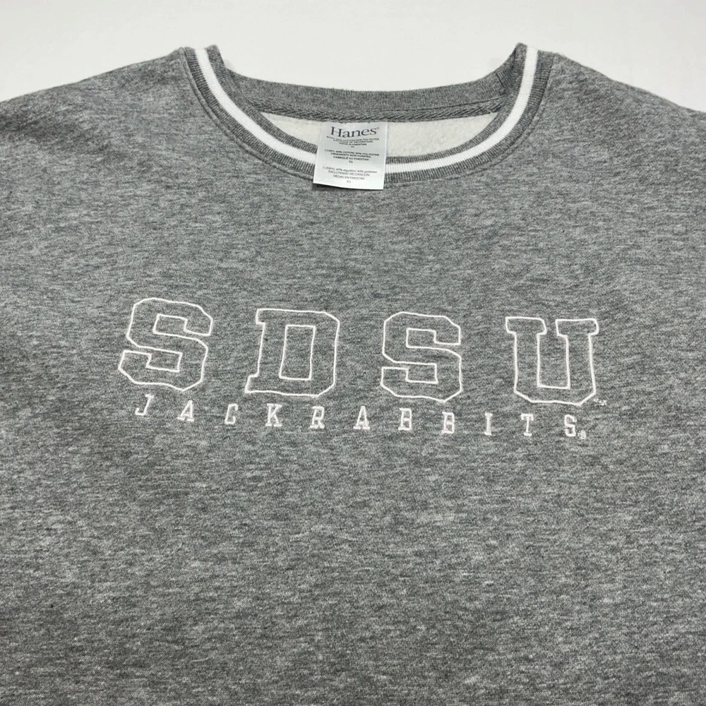 SDSU Jackrabbits‎ Hanes Gray Crewneck Sweatshirt Mens Pullover College Apparel